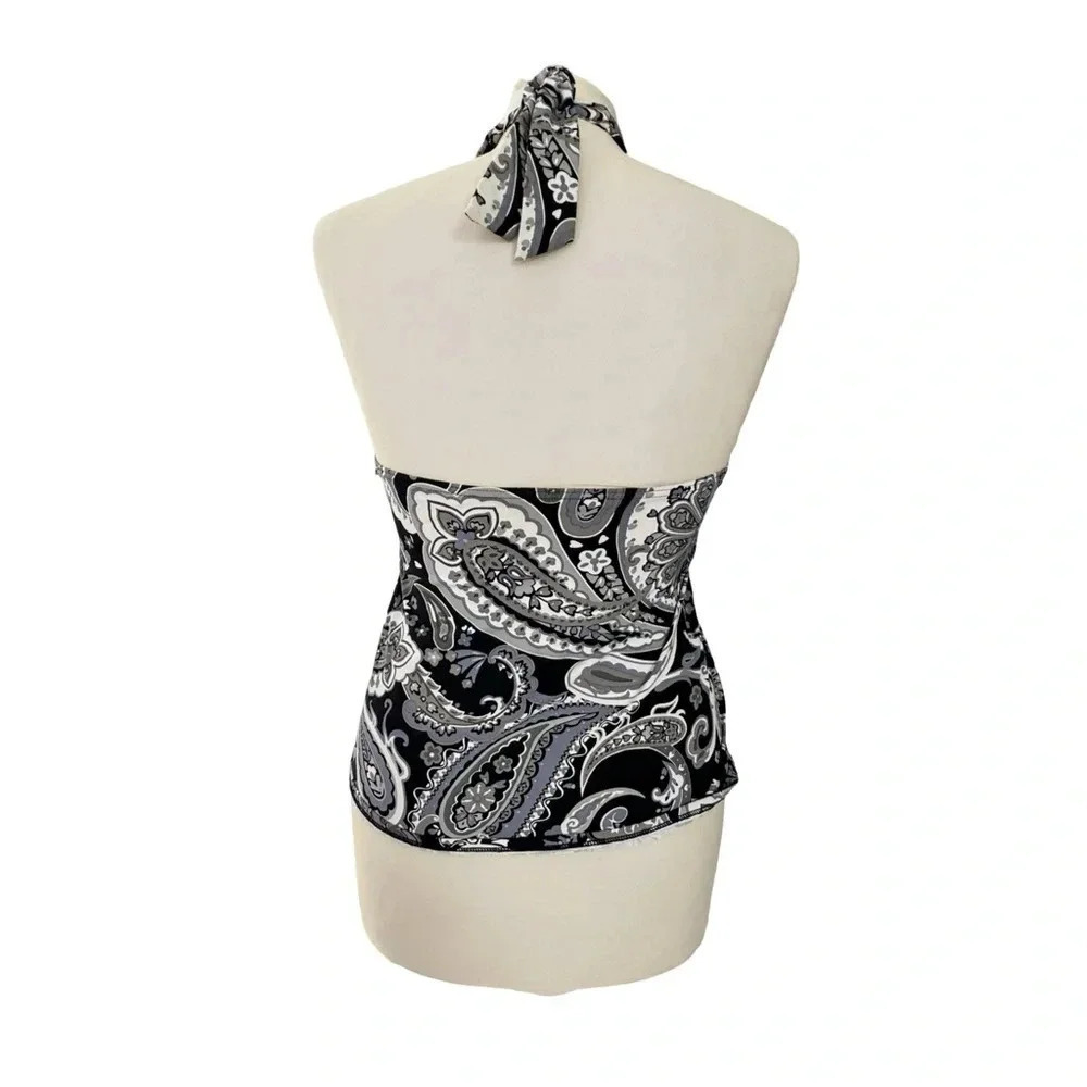 Land’s End || Halter Paisley Tankini Top Swimsuit Padded Bra Size 4 - Picture 4 of 5